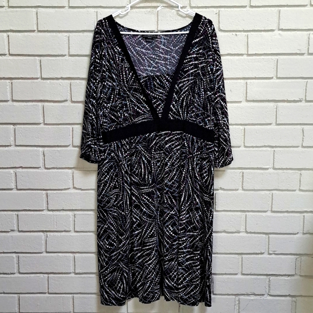 Elementz Multicolor 3/4 Sleeve Midi Dress Size 2X